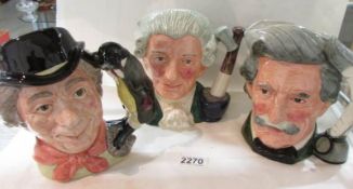 3 Royal Doulton character jugs - Walrus & Carpenter D6604, Apothecary D6567 and Mark Twain D6654.