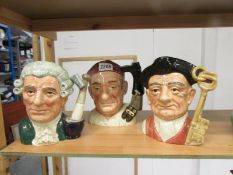 3 Royal Doulton character jugs - Apothecary D6567, Bootmaker D6572 and Goaler D6570.