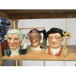 3 Royal Doulton character jugs - Apothecary D6567, Bootmaker D6572 and Goaler D6570.