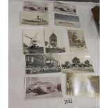 A collection of 11 old postcards including Carlton-Le-Moorland windmill derelict and demolishes,