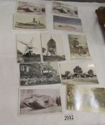 A collection of 11 old postcards including Carlton-Le-Moorland windmill derelict and demolishes,