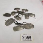 10 silver drink / spirit decanter labels including brandy, Madeira, claret, etc.