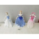 3 Royal Doulton figurines - New DAwn HN4314, Gentle Breeze HN4317 and Melissa HN3977.