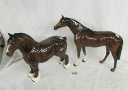 2 large Beswick horses being a hunter and Burnham Beauty.