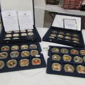 2 cases containing 46 mint gold plated coins 'Diana,