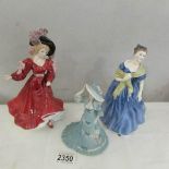 2 Royal Doulton figurines being Adrienne and Patricia together with a Coalport figurine 'Juliette'.