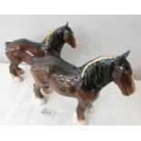 2 Beswick shire horses.