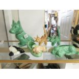 6 Sylvac cat and dog figures.