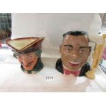 2 Royal Doulton character jugs - Louis Armstrong and Dick Turpin.