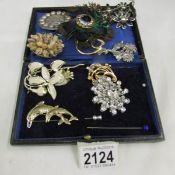 A mixed lot of interesting vintage brooches.
