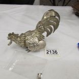 A London solid silver cockerel dated 1970 by Edwin Barnard & Sons, approximately 7.