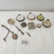 A mixed lot including pocket watches, watch heads, fob etc.
