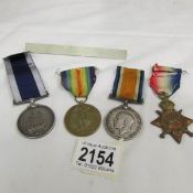 A set of WW1 Royal Marines Band service medals consisting of 1914-15 star and war medals together