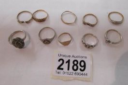 An assortment of small rings including one 9ct white gold (approximately 2 grams),