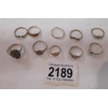 An assortment of small rings including one 9ct white gold (approximately 2 grams),