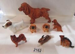 8 Royal Doulton dogs being a spaniel, a terrier and 6 smaller dogs.