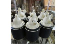 6 boxed Royal Worcester egg cups with hen covers