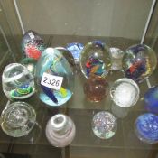 16 assorted glass paperweights.