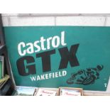 A large painted metal Castrol GTX Wakefield sign (approximately 111 x 76cm)