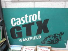 A large painted metal Castrol GTX Wakefield sign (approximately 111 x 76cm)