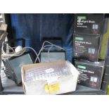 4 new 120W floodlight lamps and 1 new bulkhead lamp and 2 used large floodlights