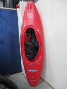 A good quality fibre glass canoe made by Diesel 75 Wavesport with alloy oars.