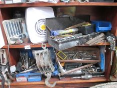 A very good collection of garage tools, drill bits,