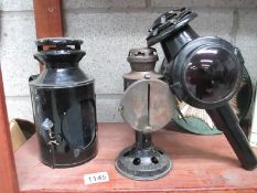 3 old railway lamps