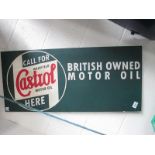 A Castrol British Owner Motor Oil painted metal sign (approximately 90 x 41cm)