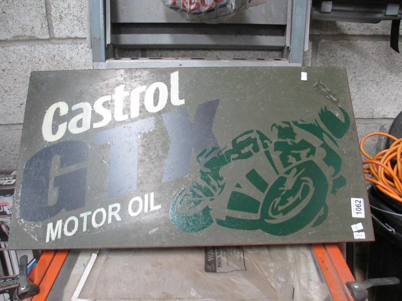 A Castrol GTX Motor Oil painted metal sign approximately 71 x 38cm