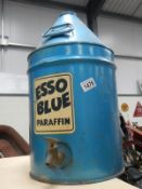 A large Esso Blue parafint tin with screw lid and brass tap.