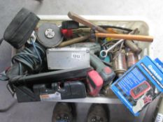 A good box of workshop items including multimeters, drills,