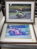 2 framed signed Motorcyle racing photographs