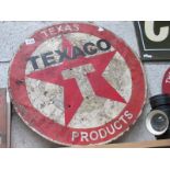 A round Texaco Texas Products advertising metal sign (approximately 60cm diameter)