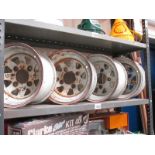 A set of 4 Mini type pressed steel wide wheels