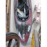 A MAX RPM "Dagger" fibre glass canoe with oars.
