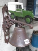 A painted cast iron Landrover bell