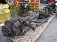 A Range Rover front axle complete with discs, callipers,