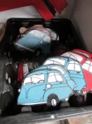 A quantity of hand painted wooden counters of a Messerschmitt Heinkel and Isetta bubble cars
