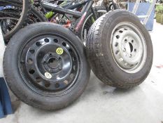 A Mercedes Sprinter full size spare 195/70R15C and a space saver wheel size 125/90 R19 (5 Stud)
