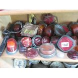 A large amount of mixed 50s, 60s and 70s rear lamps,