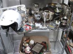 A large lot of silverware and rally items including a Ford ? Quickchange gearlever
