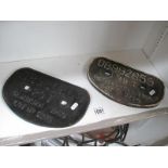 2 cast iron 19th and 20th Railway wagon plaques