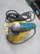 A 100 volt transformer and a 110 volt Makita angle grinder