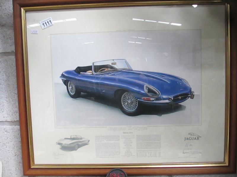 A classic Jaguar limited edition print E-Type - signed by Stirling Moss OBE,