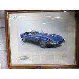 A classic Jaguar limited edition print E-Type - signed by Stirling Moss OBE,