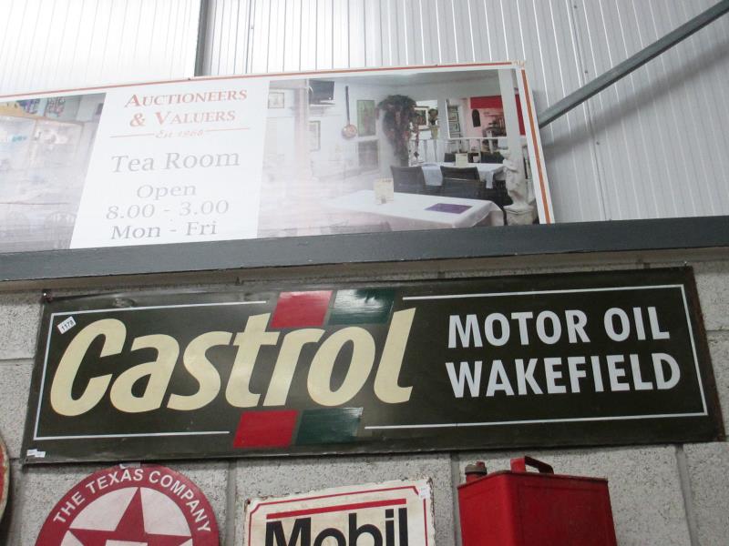 A long Castrol Motor Oil Wakefield painted metal sign (146 x 38.