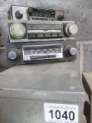 3 vintage car radios and two full drawer cabinets