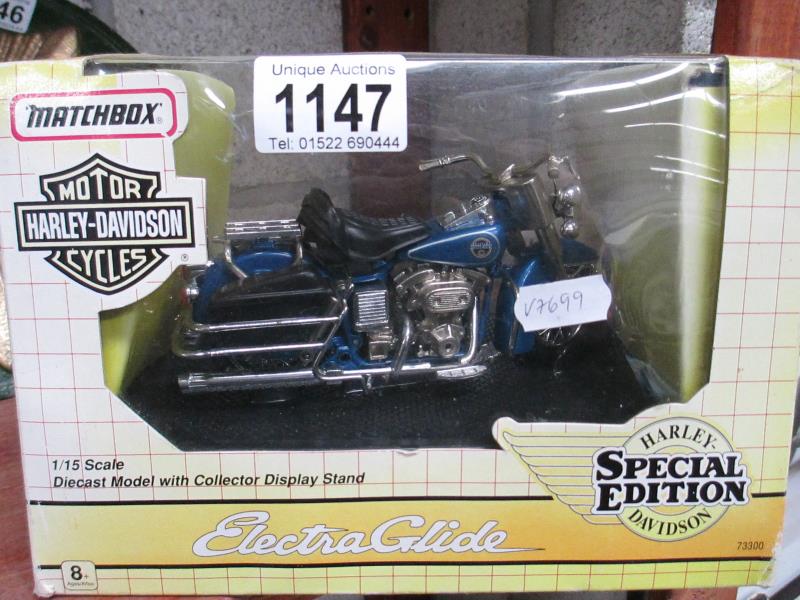 A matchbox special edition Harley Davidson electra glide motorcycle