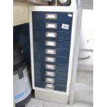A 10 drawer metal cabinet